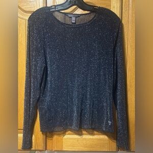 Victoria's Secret Sparkling Black Glitter Sheer Longsleeve Lingerie Top M/L